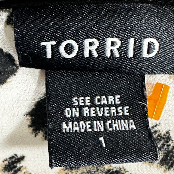 Torrid Blouse Womens Plus 1X Black Brown Leopard Semi Sheer Mature Office Casual - Picture 4 of 9